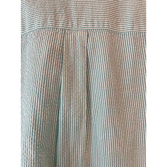 J.McLaughlin Womens Seersucker Button-Down Shirt L Striped Aqua White Cotton Rel - Picture 8 of 8